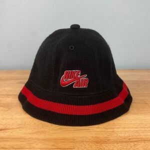 VTG Nike Air LeBron James LBJ23 Knit Bucket Hat Beanie Black Red Embroidered